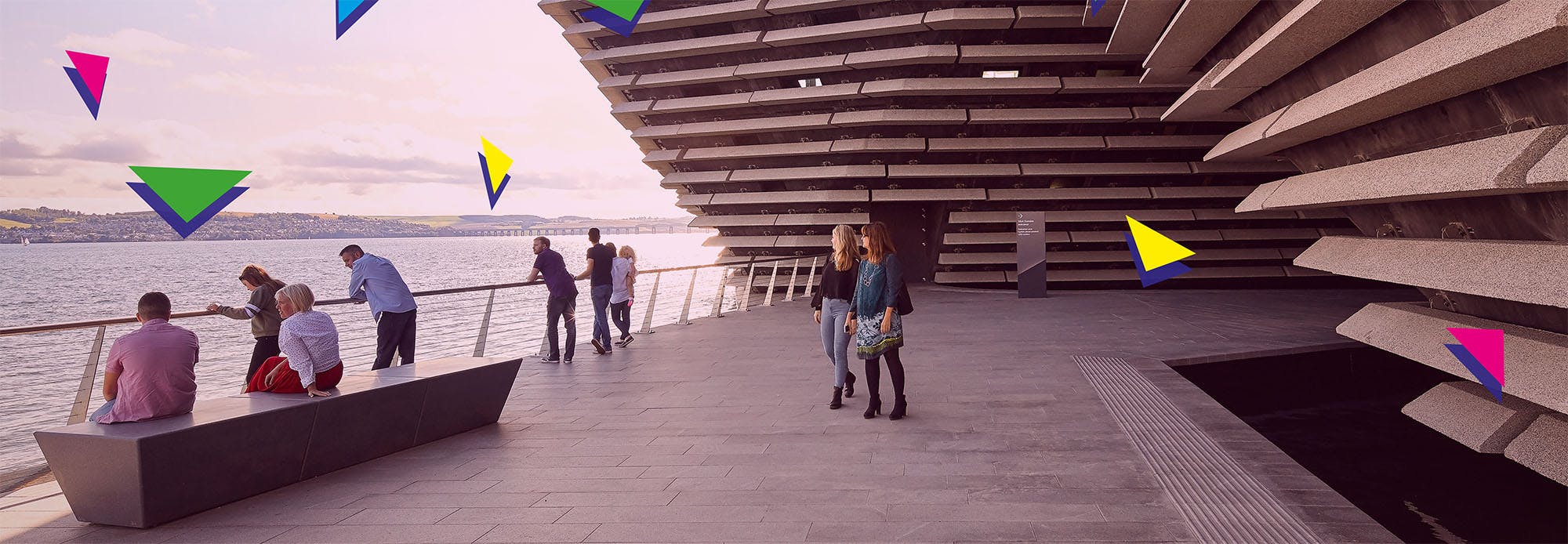 Photo of people enjoying the outside of V&A Dundee